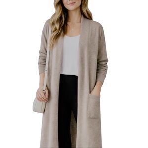 GAP Taupe Lightweight Long Cardigan M Tall | Open Front Duster Sweater Pockets